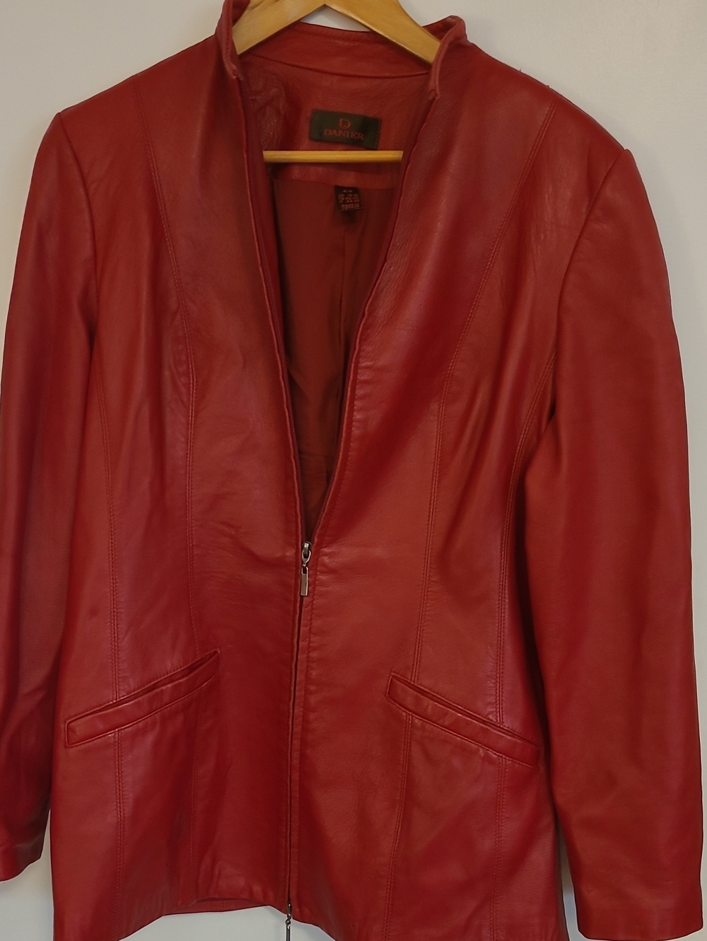 Danier Red Leather Zip Jacket